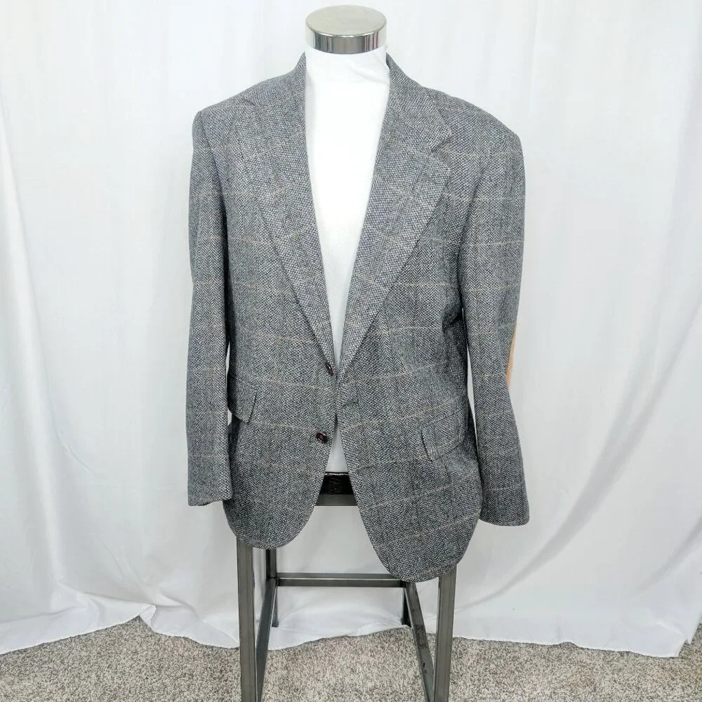 Vintage Evan Picone Gray Tweed Blazer 41R Medium Sportscoat